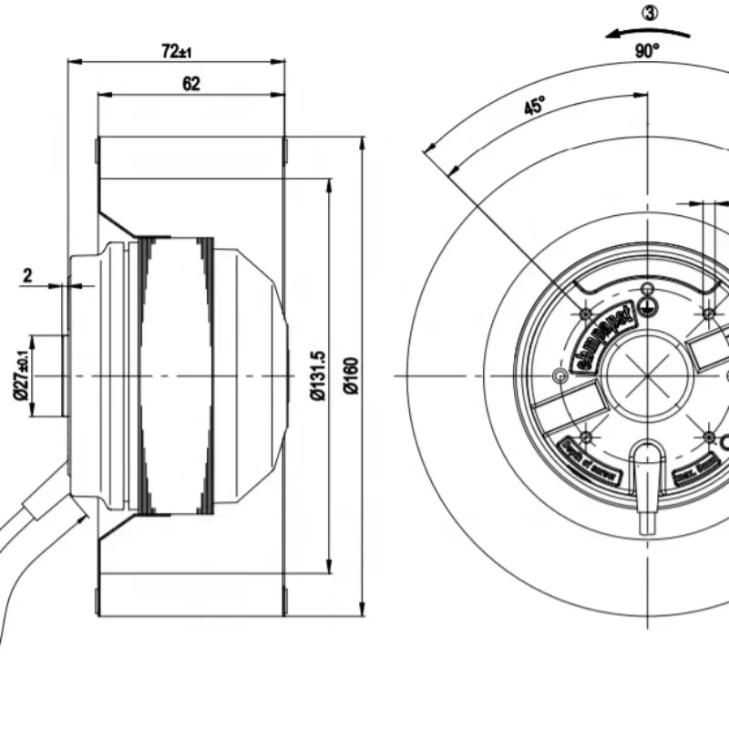 ebmpapst R4E160-AB01-01 230V AC 1300RPM 1400RPM 67W 90W 0.3A 0.4A Centrifugal Fan ebmpapst R4E160-AB01-01 230V AC 1300RPM 1400RPM 67W 90W 0.3A 0.4A Centrifugal Fan