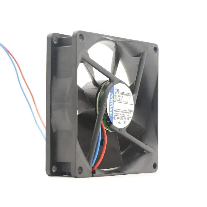 ebmpapst 3418N 48V DC 92 x 92 x 25 mm 9225 9cm 2.4W 2700RPM 82m3/h 33dBA Drive Module Lithium Battery Fan ebmpapst 3418N 48V DC 92 x 92 x 25 mm 9225 9cm 2.4W 2700RPM 82m3/h 33dBA Drive Module Lithium Battery Fan