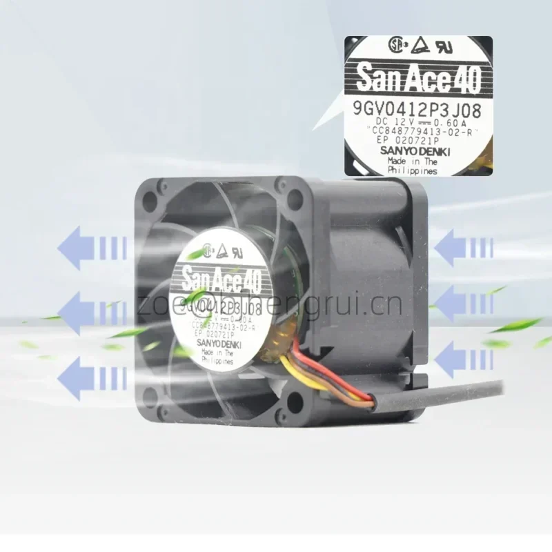 Mini Fan Sanyo 9GV0412P3J08 12V DC 0.60A 40x40x28mm 4cm 4wires Fanuc Equipment Mini Server Axial Fan Mini Fan Sanyo 9GV0412P3J08 12V DC 0.60A 40x40x28mm 4cm 4wires Fanuc Equipment Mini Server Axial Fan