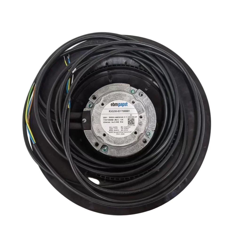 ebmpapst R3G250-8317086881 250mm 220v 170W 2534RPM IP44 Free Standing Longest Cable PVC 3x 0.5mm² ebmpapst R3G250-8317086881 250mm 220v 170W 2534RPM IP44 Free Standing Longest Cable PVC 3x 0.5mm²