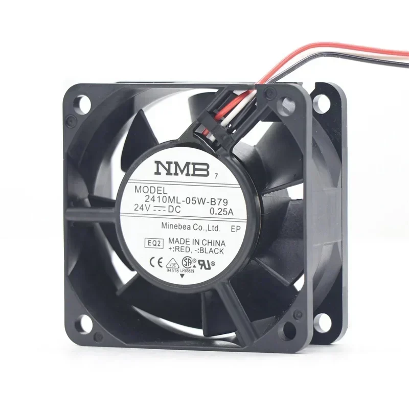 NMB 2410ML-05W-B79 60x60x25mm 6025 6cm 24V DC 0.25A 33.1 CFM 6800RPM Double Axial Fan NMB 2410ML-05W-B79 60x60x25mm 6025 6cm 24V DC 0.25A 33.1 CFM 6800RPM Double Axial Fan