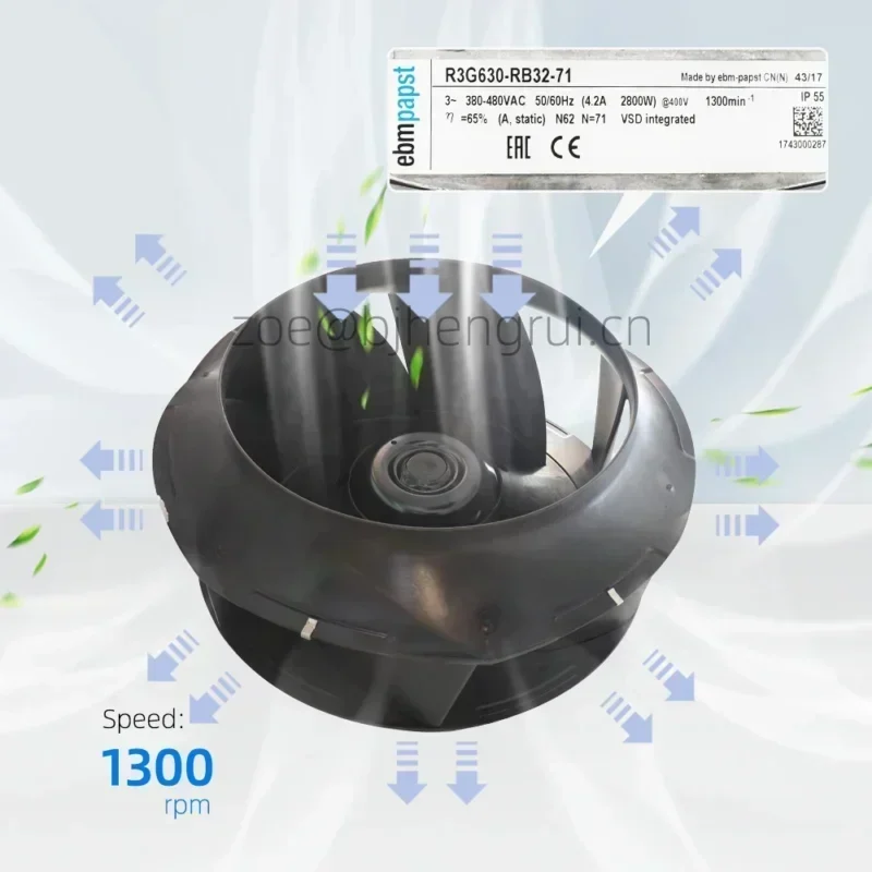 ebmpapst R3G630-RB32-71 380-480V AC 1300RPM 2800W AHU Air Handling Unit Precision Air Conditioner Centrifugal Fan ebmpapst R3G630-RB32-71 380-480V AC 1300RPM 2800W AHU Air Handling Unit Precision Air Conditioner Centrifugal Fan