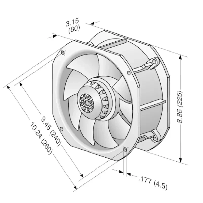 ebmpapst W2E200-HH86-01 115V AC 80W M2E068-BF 225x225x80mm Resistant Spindle Motor Axial Fan ebmpapst W2E200-HH86-01 115V AC 80W M2E068-BF 225x225x80mm Resistant Spindle Motor Axial Fan