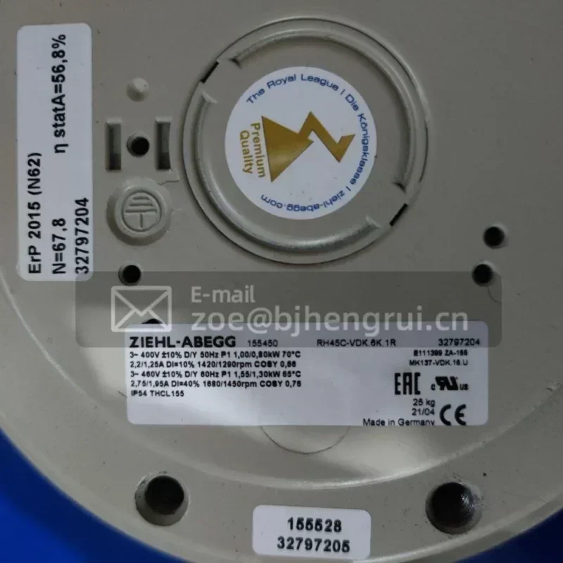 Ziehl Abegg RH45C-VDK.6K.1R 3~ 400V/460V AC 800W/1300W IP54 2.2/1.25A 1420/1290RPM Frequency Counter Centrifugal Fans Ziehl Abegg RH45C-VDK.6K.1R 3~ 400V/460V AC 800W/1300W IP54 2.2/1.25A 1420/1290RPM Frequency Counter Centrifugal Fans