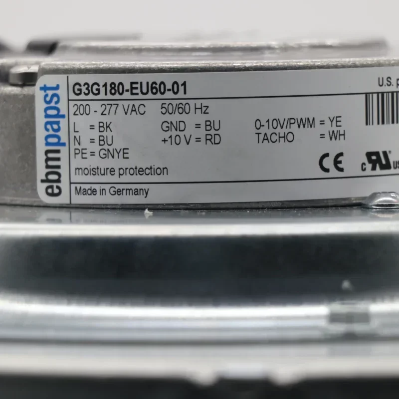 ebmpapst G3G180-EU60-01 230V AC 165W 180 mm IP44 Sheet Steel Mini Centrifugal Blower ebmpapst G3G180-EU60-01 230V AC 165W 180 mm IP44 Sheet Steel Mini Centrifugal Blower