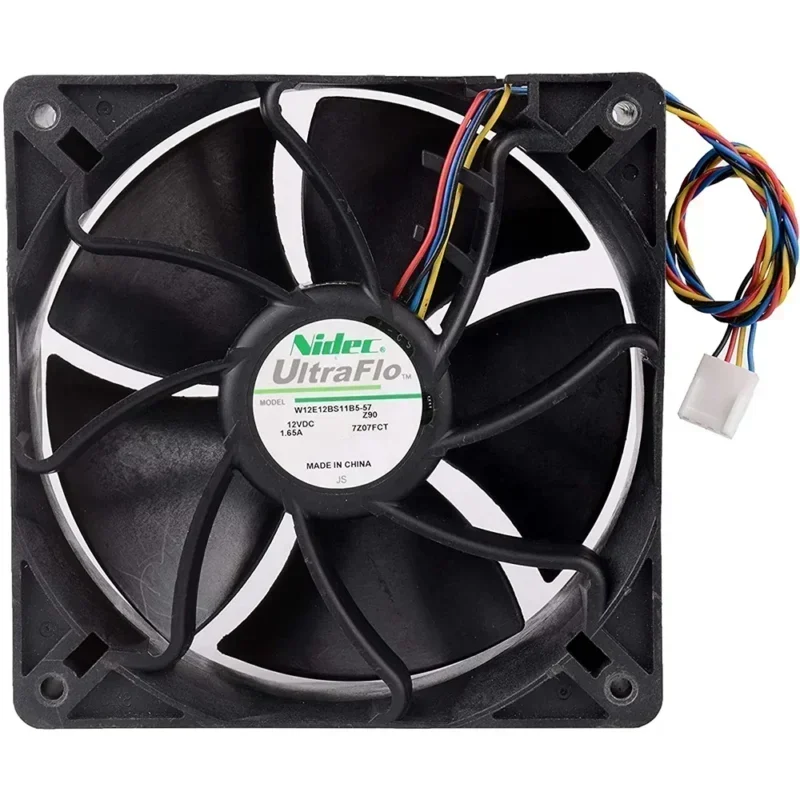 NIDEC W12E12BS11B5-57 12V DC 1.65A 120x120x38mm 12cm 12038 267CFM Chassis Large Air Volume Axial Fan NIDEC W12E12BS11B5-57 12V DC 1.65A 120x120x38mm 12cm 12038 267CFM Chassis Large Air Volume Axial Fan