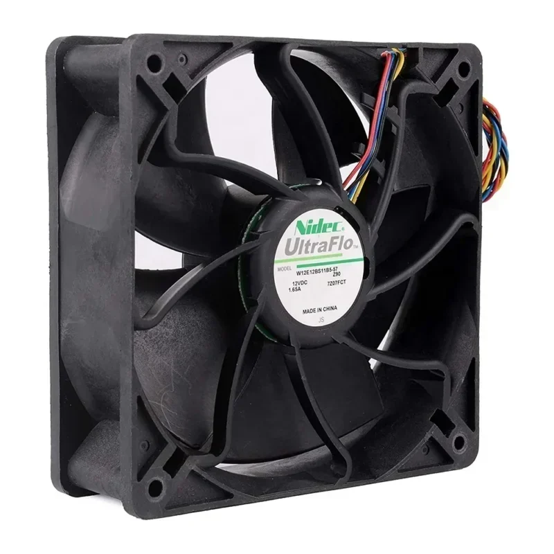 NIDEC W12E12BS11B5-57 12V DC 1.65A 120x120x38mm 12cm 12038 267CFM Chassis Large Air Volume Axial Fan NIDEC W12E12BS11B5-57 12V DC 1.65A 120x120x38mm 12cm 12038 267CFM Chassis Large Air Volume Axial Fan