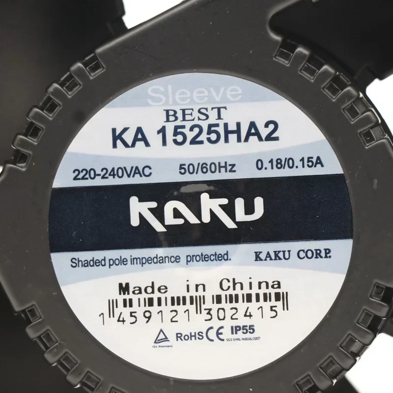 KAKU KA1525HA2 220-240VAC 150x150x51mm 0.2/0.17A 30/28W 2700/3100RPM 180/210CFM Refrigeration Axial Fan KAKU KA1525HA2 220-240VAC 150x150x51mm 0.2/0.17A 30/28W 2700/3100RPM 180/210CFM Refrigeration Axial Fan