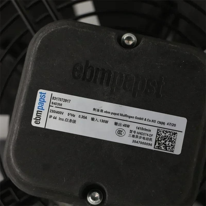 ebmpapst S4D350 8317072917 350mm 230/400V AC 130W 0.35A 1410rpm IP44 Air Conditioner Condenser Cold Storage Axial Fan ebmpapst S4D350 8317072917 350mm 230/400V AC 130W 0.35A 1410rpm IP44 Air Conditioner Condenser Cold Storage Axial Fan