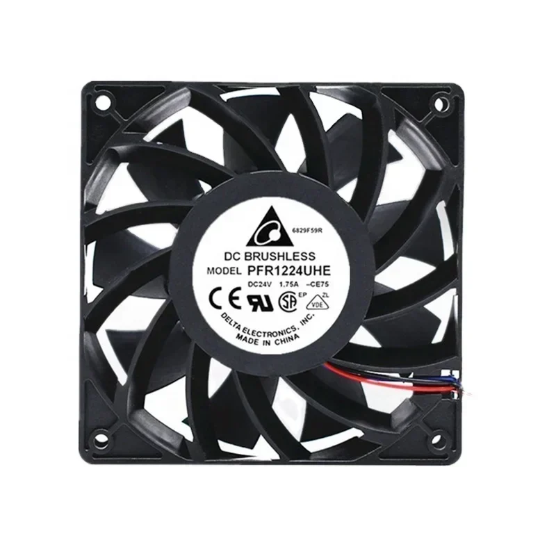 Delta PFR1224UHE 24V DC 1.75A 42W 12038 120x120x38mm 12cm 2-Wires Double Server Axial Fan Delta PFR1224UHE 24V DC 1.75A 42W 12038 120x120x38mm 12cm 2-Wires Double Server Axial Fan