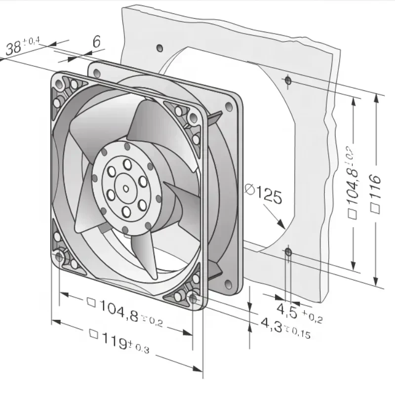 ebmpapst DV4118/2NPU 12038 12cm 48V DC 0.46A 31W 6000RPM 161.9CFM IP55 PWM Server Axial Fan ebmpapst DV4118/2NPU 12038 12cm 48V DC 0.46A 31W 6000RPM 161.9CFM IP55 PWM Server Axial Fan