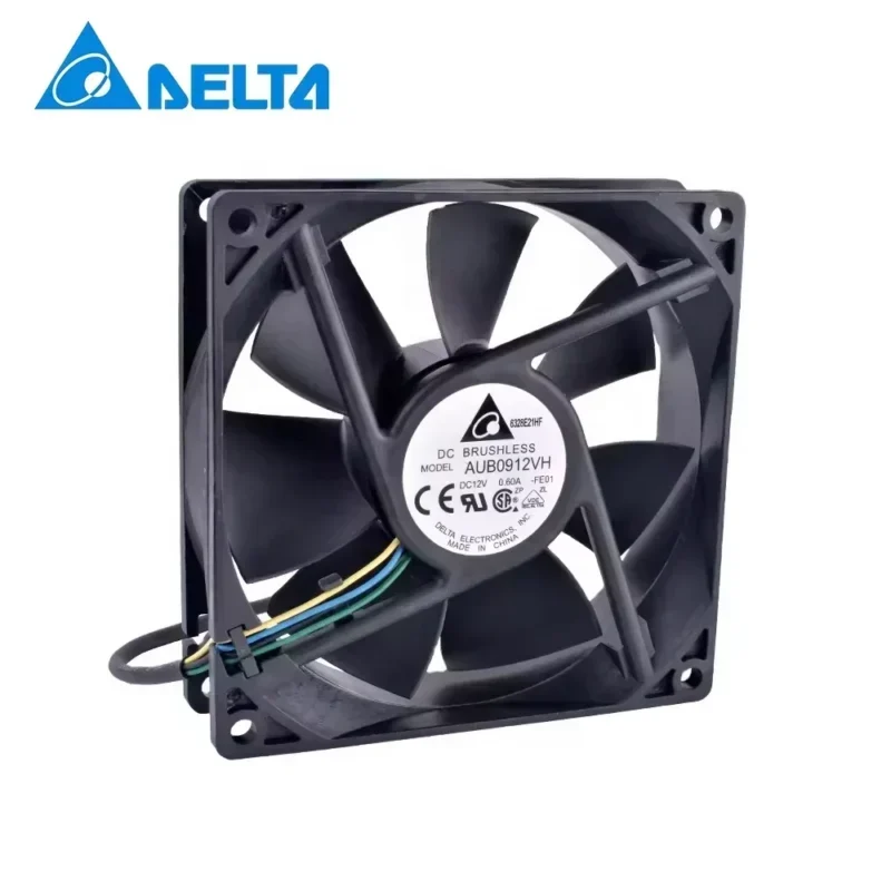 Delta AUB0912VH 9cm 12V DC 4.8W 67.8CFM 4 Leads 3800RPM Lock Rotor Sensor Projector Tach/PWM CPU Axial Fan