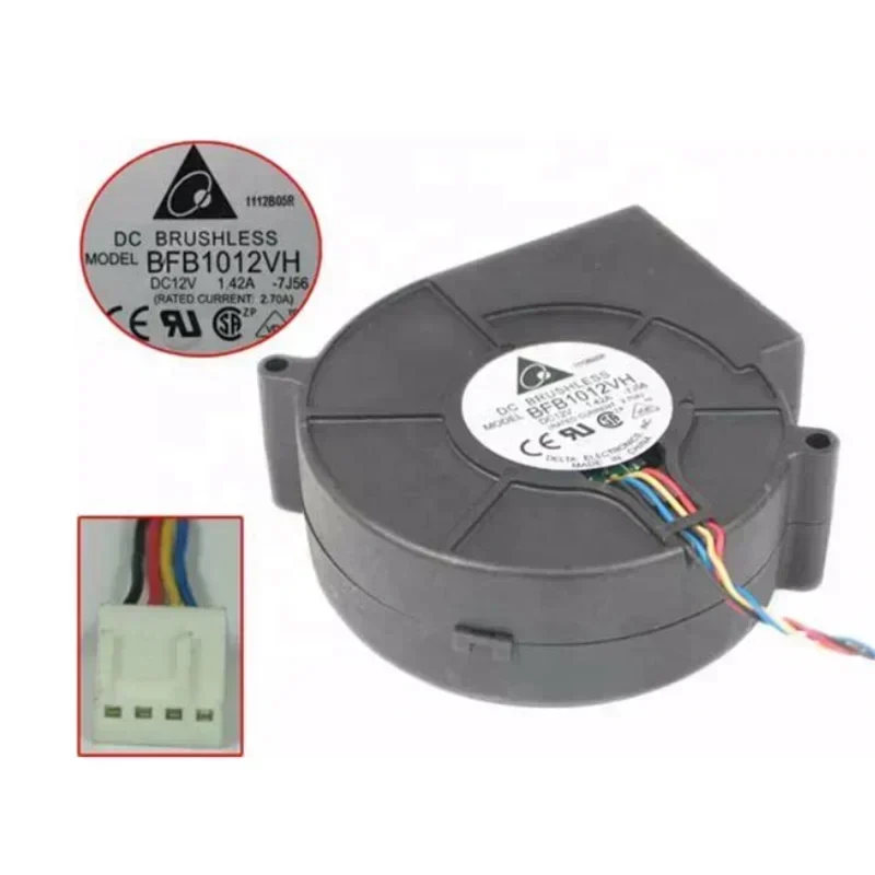 Delta BFB1012VH-A 97x94x33mm 12V DC 18W 1.97A 38CFM 4500RPM Lead Wires Grill Axial Fan Delta BFB1012VH-A 97x94x33mm 12V DC 18W 1.97A 38CFM 4500RPM Lead Wires Grill Axial Fan