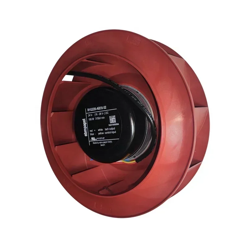 ebmpapst R1G220-AB35-52 24V DC 220mm 620.9CFM 106W 76dBA 3150RPM Centrifugal Fan ebmpapst R1G220-AB35-52 24V DC 220mm 620.9CFM 106W 76dBA 3150RPM Centrifugal Fan