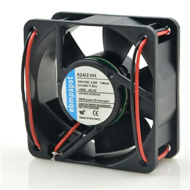 ebmpapst 624/2HH 6025 24V DC 6cm 60x60x25mm 3.5W 33CFM 8200RPM Axial Fan for Drive Module ebmpapst 624/2HH 6025 24V DC 6cm 60x60x25mm 3.5W 33CFM 8200RPM Axial Fan for Drive Module