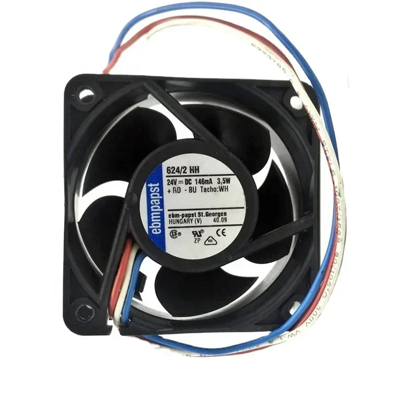 ebmpapst 624/2HH 6025 24V DC 6cm 60x60x25mm 3.5W 33CFM 8200RPM Axial Fan for Drive Module ebmpapst 624/2HH 6025 24V DC 6cm 60x60x25mm 3.5W 33CFM 8200RPM Axial Fan for Drive Module