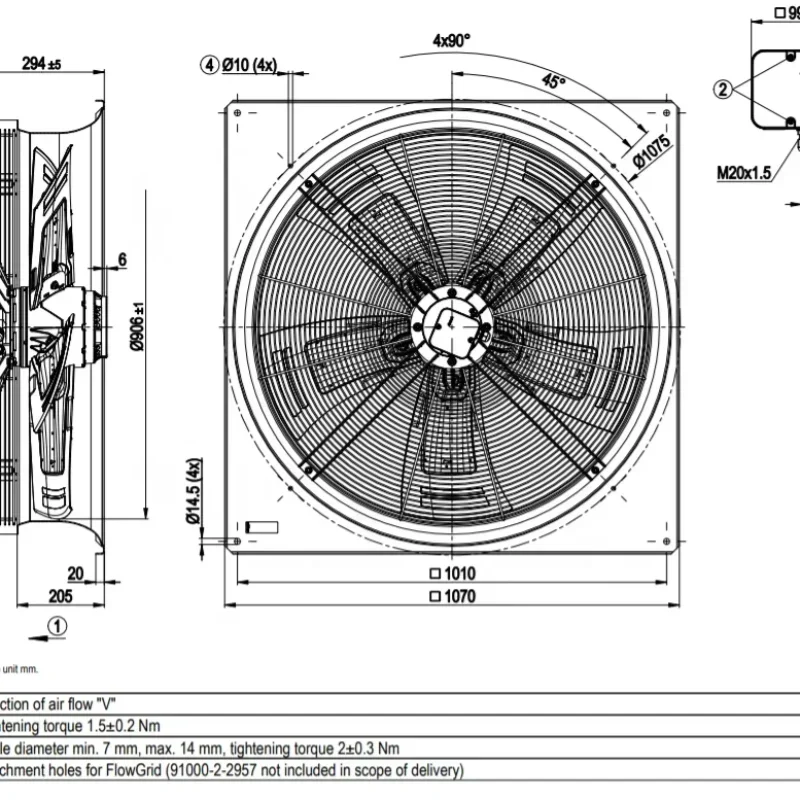 ebmpapst W6D910-GB01-01 910mm 400V AC 4.62/2.6A 2020/1390W Tower Outside Air Conditioner Axial Fan M6D138-NA ebmpapst W6D910-GB01-01 910mm 400V AC 4.62/2.6A 2020/1390W Tower Outside Air Conditioner Axial Fan M6D138-NA
