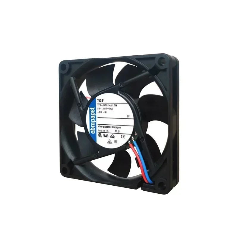 ebmpapst 712F 12V DC 7015 1.7W 0.14A 25.9 CFM 5300RPM 70x70x15mm 7cm Power Module Axial Fan ebmpapst 712F 12V DC 7015 1.7W 0.14A 25.9 CFM 5300RPM 70x70x15mm 7cm Power Module Axial Fan