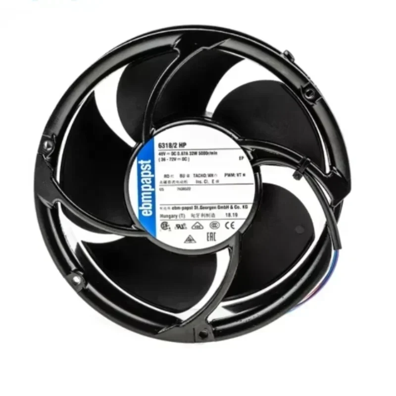 ebmpapst 6318/2HPR 48V DC 32W 172x51mm 17251 17cm 320.6CFM 9200RPM IP20 PWM Axial Fan ebmpapst 6318/2HPR 48V DC 32W 172x51mm 17251 17cm 320.6CFM 9200RPM IP20 PWM Axial Fan
