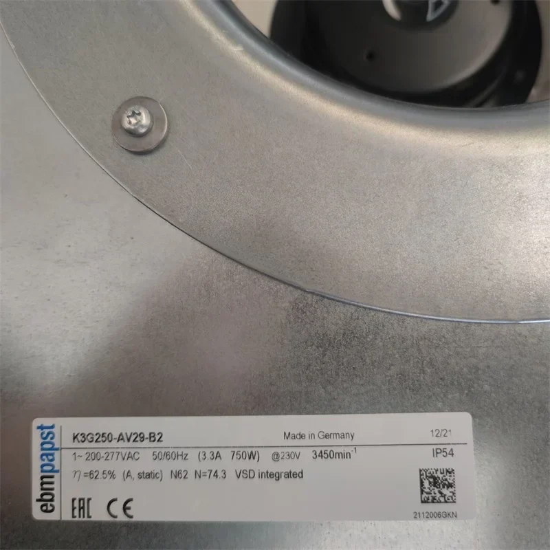 ebmpapst K3G250-AV29-B2 250mm 230VAC 750W 3.3A 1755m3/h 3450RPM IP54 Wind Power Axial Fan ebmpapst K3G250-AV29-B2 250mm 230VAC 750W 3.3A 1755m3/h 3450RPM IP54 Wind Power Axial Fan
