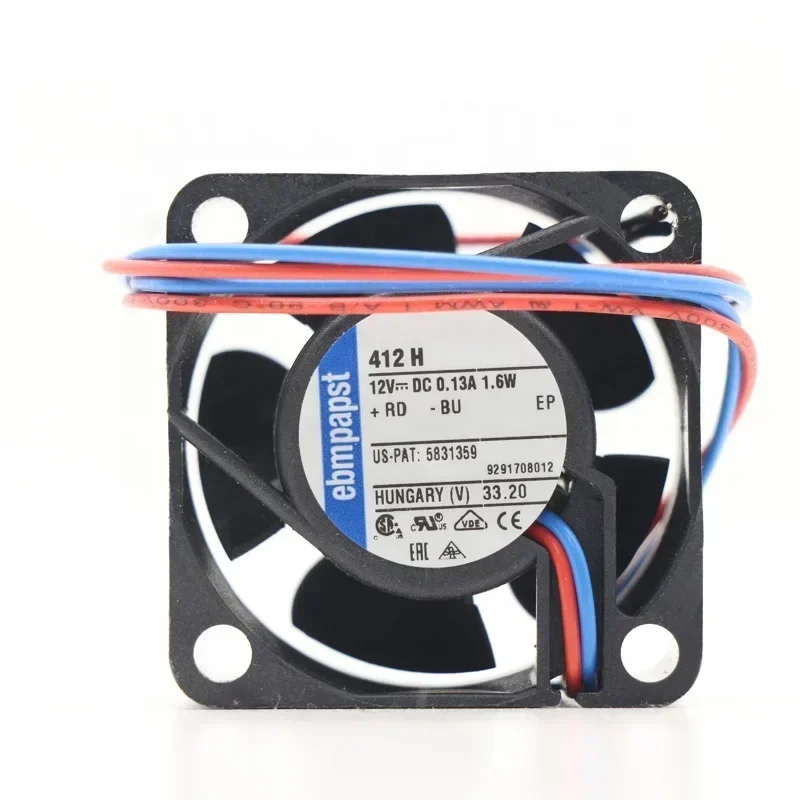 412H ebmpapst 12V DC 1.6W 4cm 40x40x20mm 13.5CFM 8100RPM Lead Wire Sleeve Bearing Mini Axial Fans