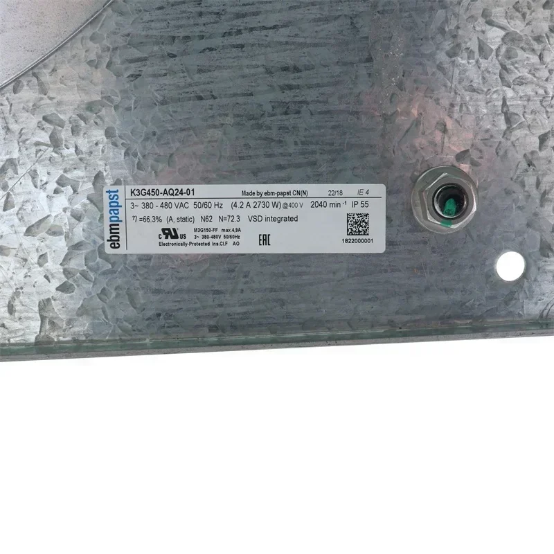 ebmpapst K3G450-AQ24-01 M3G150-F 450mm 2040RPM 2730W Air Handling Unit Fan AHU Project EC Fan Retrofit Centrifugal Fan ebmpapst K3G450-AQ24-01 M3G150-F 450mm 2040RPM 2730W Air Handling Unit Fan AHU Project EC Fan Retrofit Centrifugal Fan