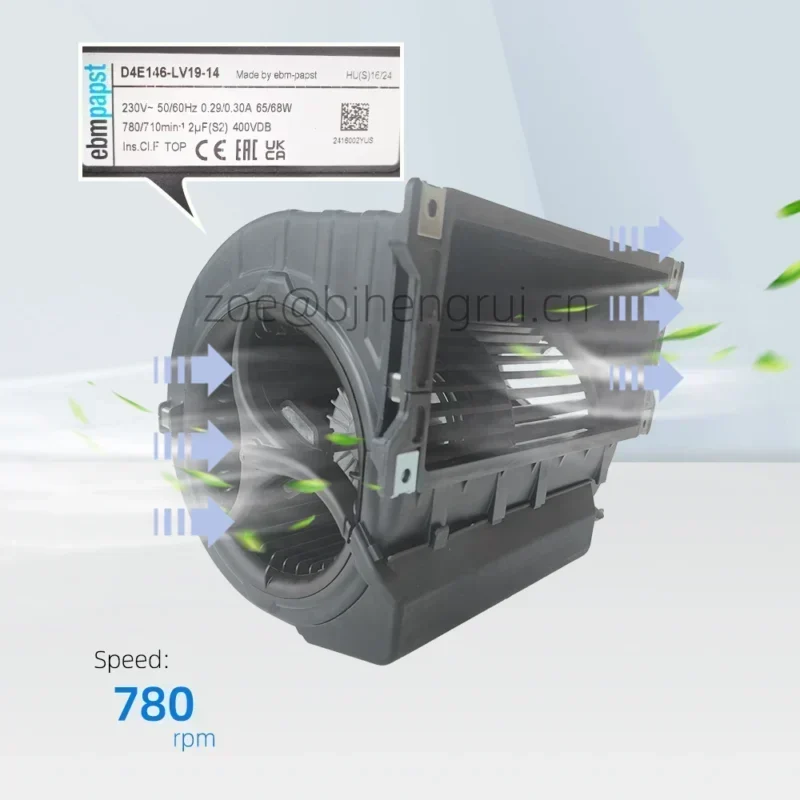 ebmpapst D4E146-LV19-14 230V AC 780RPM 65W 0.29A 146mm IP44 Turbine Blower Centrifugal Fan ebmpapst D4E146-LV19-14 230V AC 780RPM 65W 0.29A 146mm IP44 Turbine Blower Centrifugal Fan