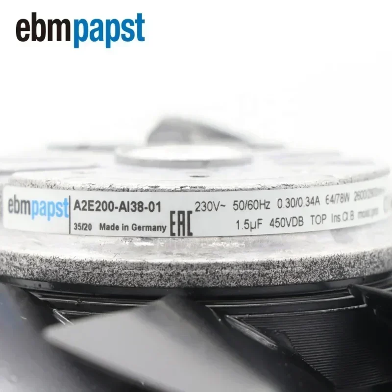 UPS Fan ebmpapst A2E200-AI38-01 M2E068-BF 200mm 230V AC 0.3/0.34A IP44 4 Wires Chassis Axial Fan UPS Fan ebmpapst A2E200-AI38-01 M2E068-BF 200mm 230V AC 0.3/0.34A IP44 4 Wires Chassis Axial Fan