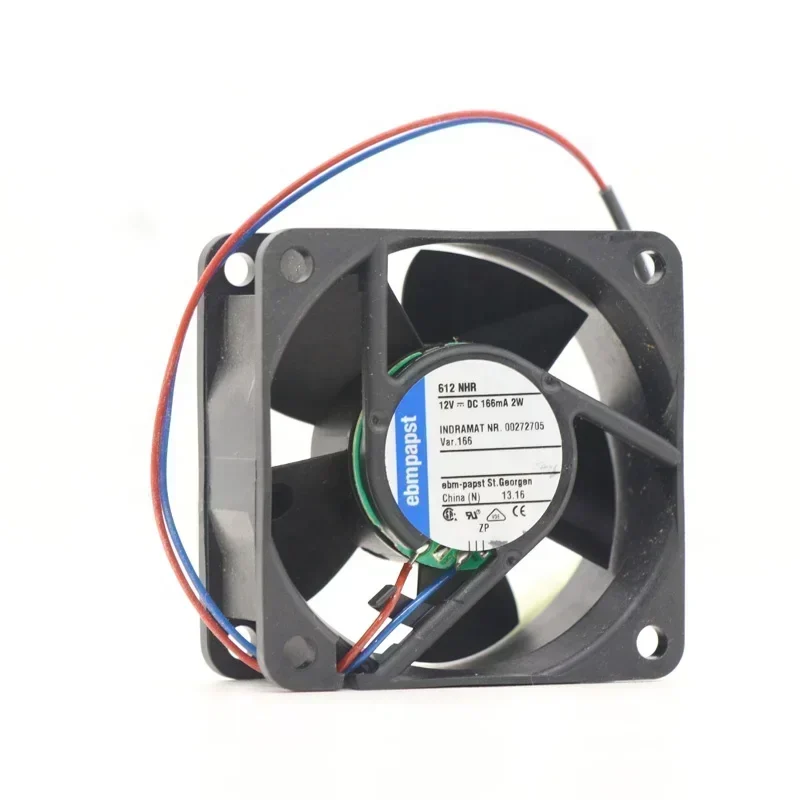 ebmpapst 612NHR-166 612NHR 6025 60x60x25mm 6cm 12V DC 2W 166mA 43m3/h Power Module Small Axial Fan ebmpapst 612NHR-166 612NHR 6025 60x60x25mm 6cm 12V DC 2W 166mA 43m3/h Power Module Small Axial Fan