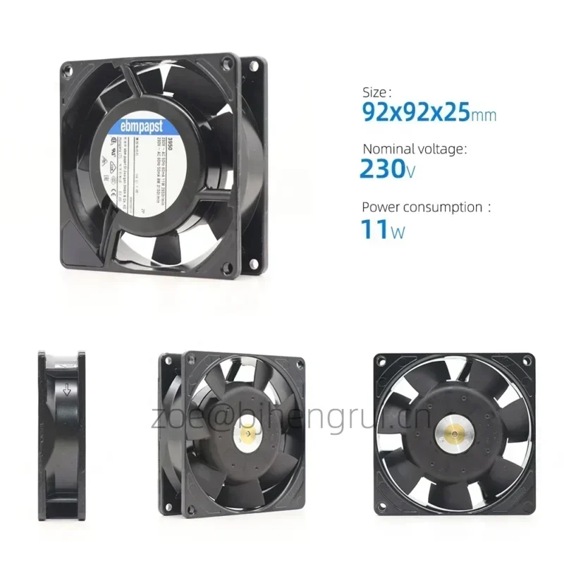 ebmpapst 9cm 3950 230V AC 92x92x25mm11W 48mA 59m3/h 2650rpm Server Axial Fan ebmpapst 9cm 3950 230V AC 92x92x25mm11W 48mA 59m3/h 2650rpm Server Axial Fan