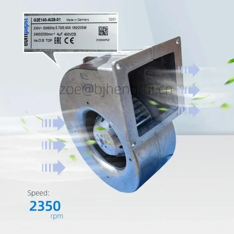 ebmpapst G2E140-AI28-01 230V AC 226x247mm 0.7A 285CFM 160W 2400RPM Blower HVAC Centrifugal Fan ebmpapst G2E140-AI28-01 230V AC 226x247mm 0.7A 285CFM 160W 2400RPM Blower HVAC Centrifugal Fan