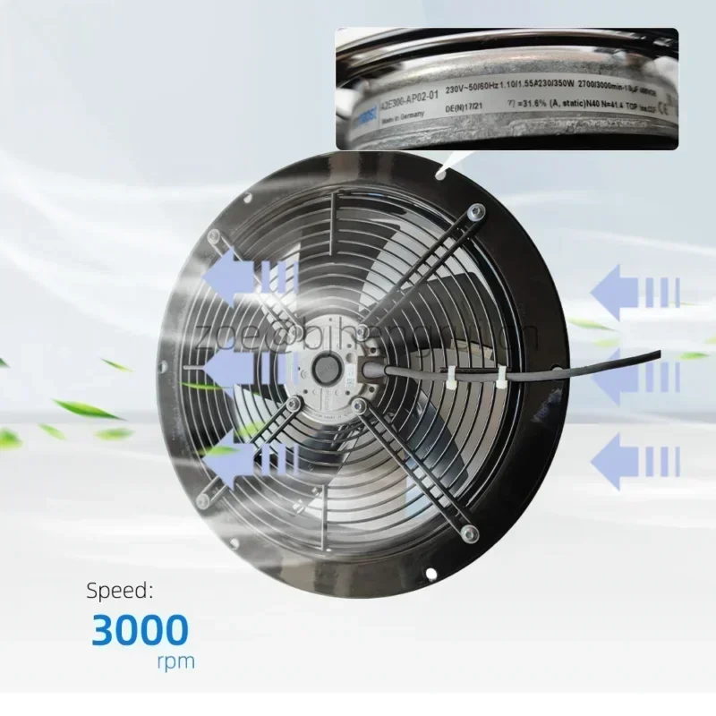 ebmpapst W2E300-CP02-30 230V AC 300mm 2205CFM 350W 3000RPM IP44 High Voltage Axial Fan ebmpapst W2E300-CP02-30 230V AC 300mm 2205CFM 350W 3000RPM IP44 High Voltage Axial Fan