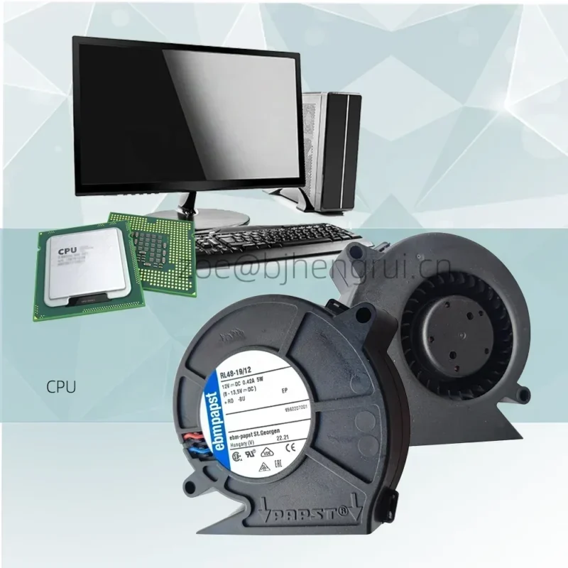 ebmpapst RL48-19/12 12V DC 4.6W 16.5CFM 5.7A 4400RPM CPU Computer Turbo Blower Centrifugal Fan ebmpapst RL48-19/12 12V DC 4.6W 16.5CFM 5.7A 4400RPM CPU Computer Turbo Blower Centrifugal Fan