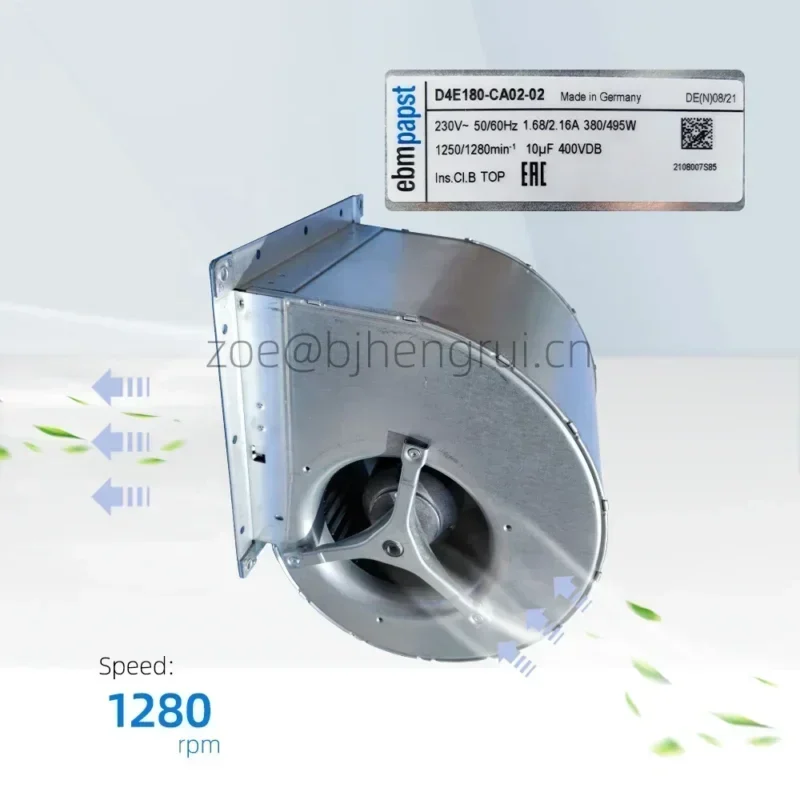 ebmpapst D4E180-CA02-02 230V AC 380W/495W 180mm 2.16A IP54 180mm Centrifugal Fan ebmpapst D4E180-CA02-02 230V AC 380W/495W 180mm 2.16A IP54 180mm Centrifugal Fan