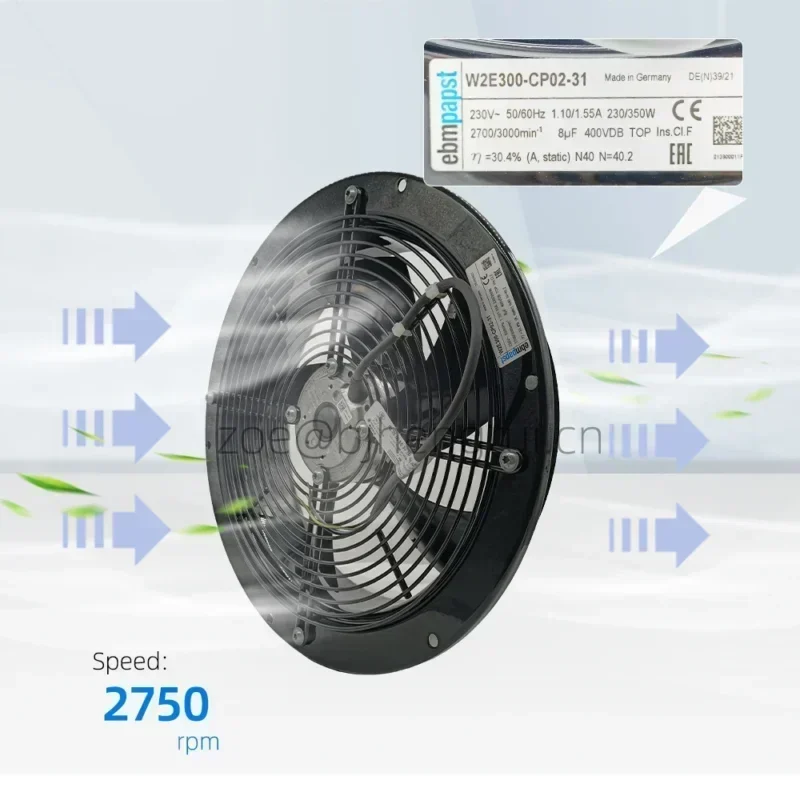 ebmpapst W2E300-CP02-31 380x380x104mm 38cm 400V AC 300W Axial Fan ebmpapst W2E300-CP02-31 380x380x104mm 38cm 400V AC 300W Axial Fan