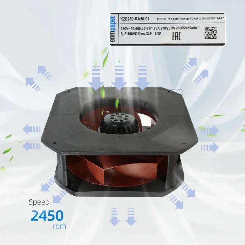 ebmpapst K2E250-RA50-01 300x300x109mm 30cm 230V AC 285W 2450RPM Axial Fan ebmpapst K2E250-RA50-01 300x300x109mm 30cm 230V AC 285W 2450RPM Axial Fan