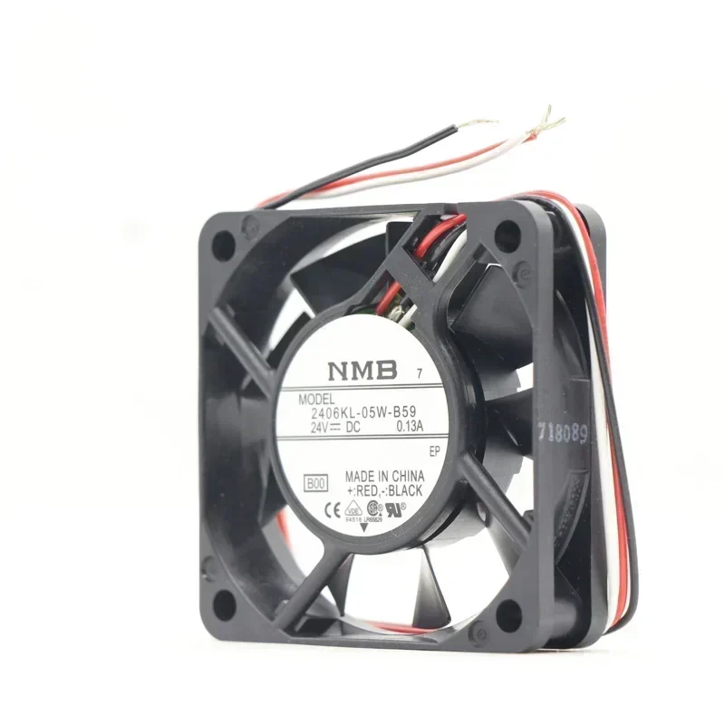 NMB 2406KL-05W-B59-B00 60x60x15mm 24V DC 0.5W 4000RPM 15.9CFM 0.13A Axial Fan NMB 2406KL-05W-B59-B00 60x60x15mm 24V DC 0.5W 4000RPM 15.9CFM 0.13A Axial Fan