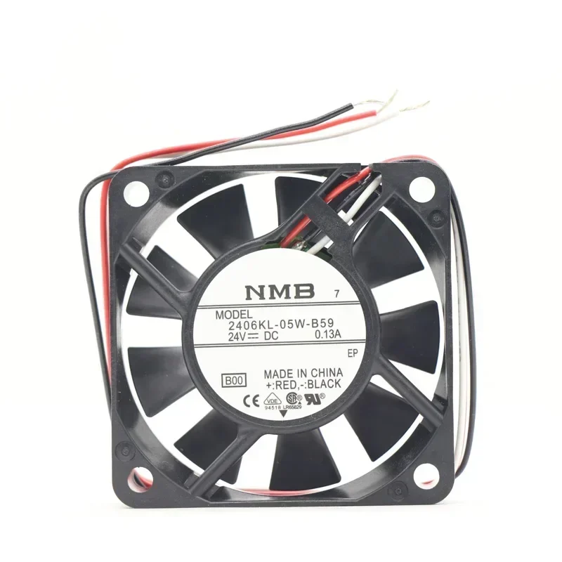NMB 2406KL-05W-B59-B00 60x60x15mm 24V DC 0.5W 4000RPM 15.9CFM 0.13A Axial Fan