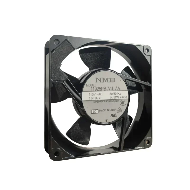 NMB 11925PB-A1L-AA 120x120x25mm 115VAC 14W 11W 49.4CFM. Axial Fan NMB 11925PB-A1L-AA 120x120x25mm 115VAC 14W 11W 49.4CFM. Axial Fan