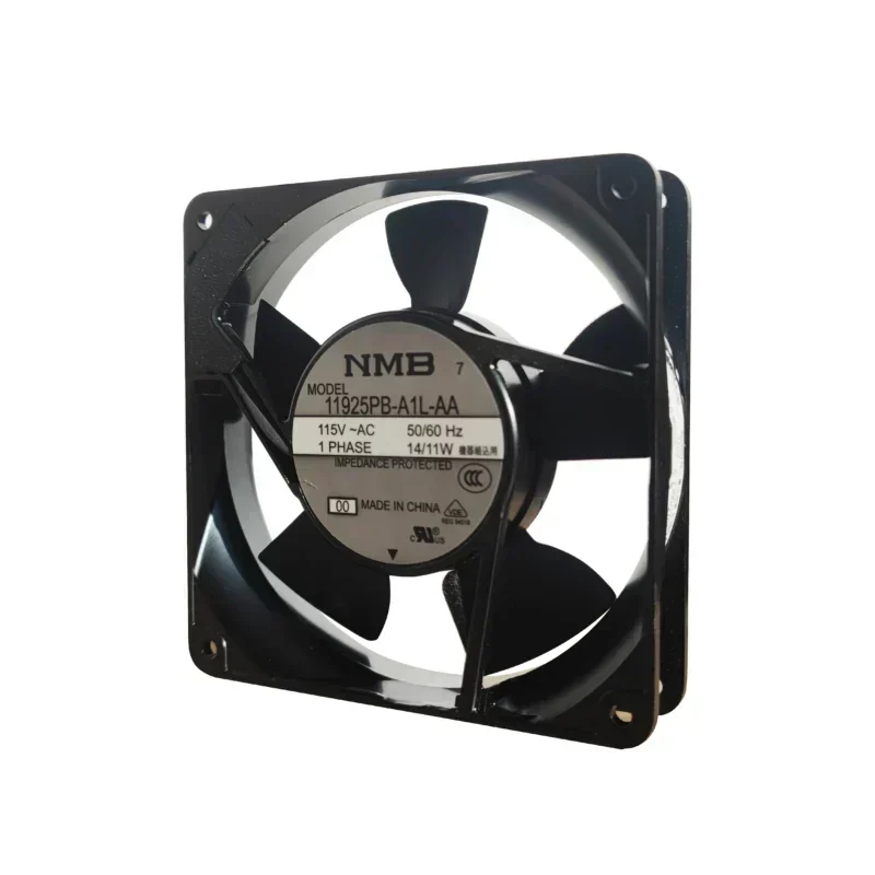 NMB 11925PB-A1L-AA 120x120x25mm 115VAC 14W 11W 49.4CFM. Axial Fan NMB 11925PB-A1L-AA 120x120x25mm 115VAC 14W 11W 49.4CFM. Axial Fan