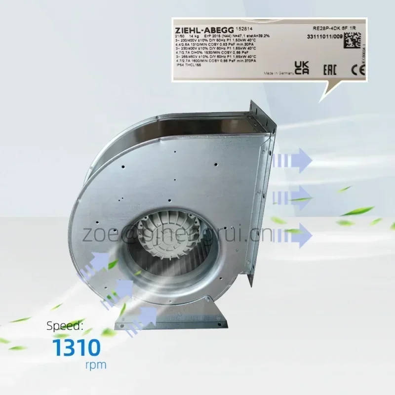 Ziehl-Abegg RE28P-4DK.6F.1R RE28P-4EK.4I.1R 230/400V AC 4.4/2.6A 1.5KW 1310RPM Centrifugal Blower for ABB Fan Ziehl-Abegg RE28P-4DK.6F.1R RE28P-4EK.4I.1R 230/400V AC 4.4/2.6A 1.5KW 1310RPM Centrifugal Blower for ABB Fan