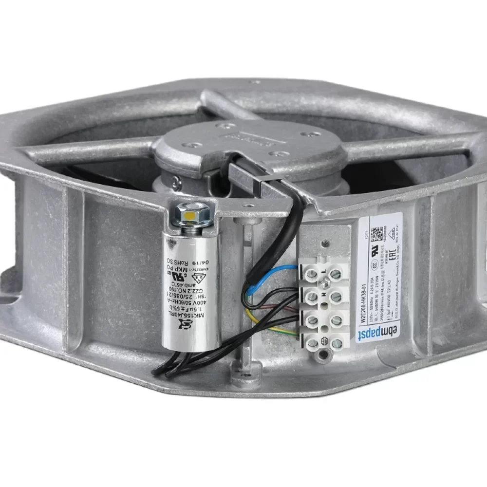 ebmpapst W2E200-HK38-01 Axial Compact Stainless Steel Fan with Electric Power Source ebmpapst W2E200-HK38-01 Axial Compact Stainless Steel Fan with Electric Power Source
