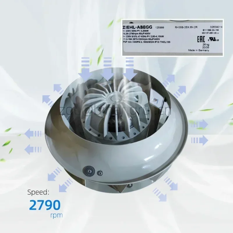 Ziehl-Abegg RH35B-2EK.6N.2R 6SY7000-0AE33 230V AC 4100W 1.4A Centrifugal Fan for Siemens RH35Z-2EK.6N.xR Ziehl-Abegg RH35B-2EK.6N.2R 6SY7000-0AE33 230V AC 4100W 1.4A Centrifugal Fan for Siemens RH35Z-2EK.6N.xR