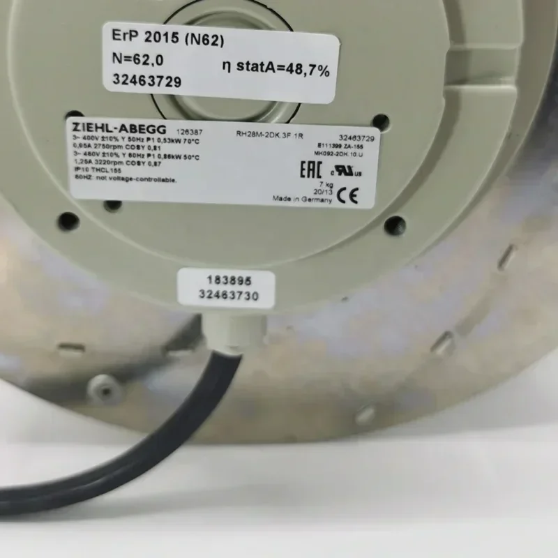 ZIEHL-ABEGG RH28M-2EK.3F.1R 890W 3.9A MKO92-2DK.10.U 460V AC 850W 3180RPM 2565m3/h 280mm Supporting Siemens Fan ZIEHL-ABEGG RH28M-2EK.3F.1R 890W 3.9A MKO92-2DK.10.U 460V AC 850W 3180RPM 2565m3/h 280mm Supporting Siemens Fan