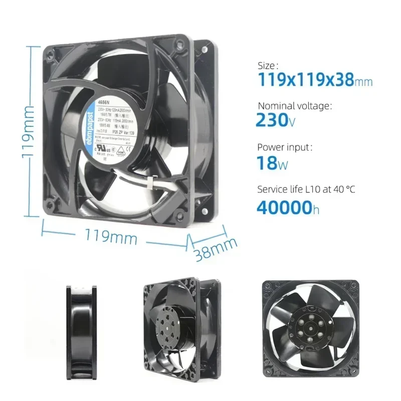 ebmpapst 4656N 12038 230V AC 120x120x38mm 12cm Wind Power Industrial Electrical Wind Circle Oven Axial Fan ebmpapst 4656N 12038 230V AC 120x120x38mm 12cm Wind Power Industrial Electrical Wind Circle Oven Axial Fan