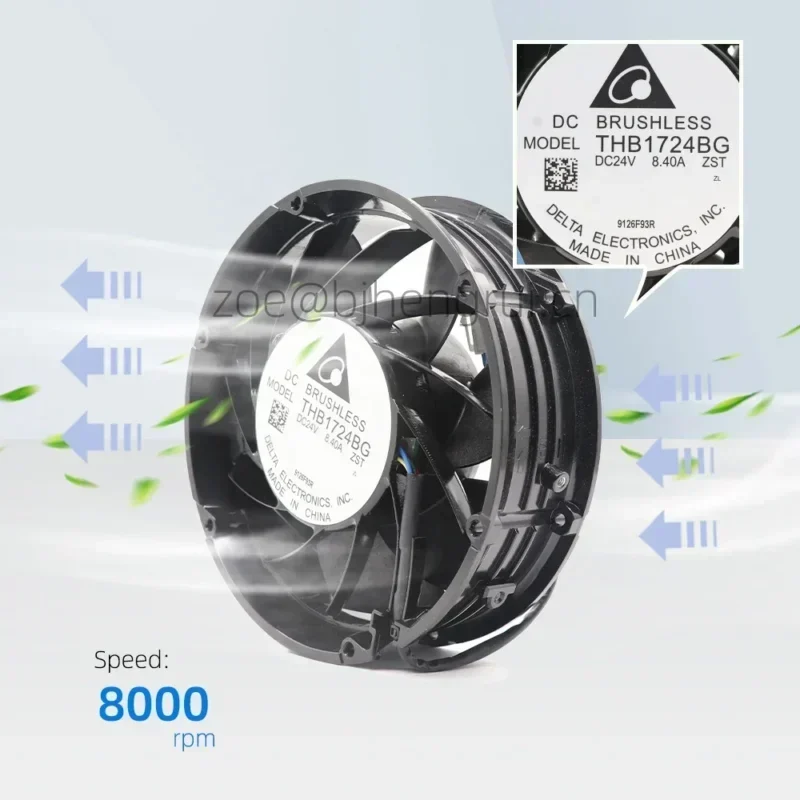 Delta THB1724BG ACS880 R9 17cm 17251 24V DC 8.40A 8000RPM 700CFM Axial Fan for ABB 3AUA0000077628 Delta THB1724BG ACS880 R9 17cm 17251 24V DC 8.40A 8000RPM 700CFM Axial Fan for ABB 3AUA0000077628