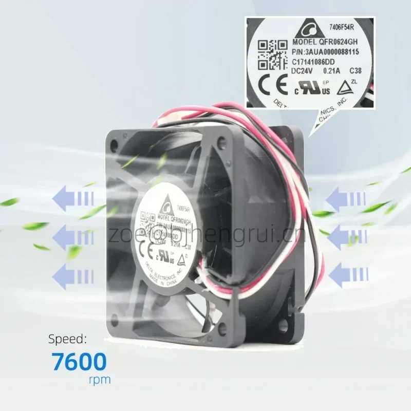 Delta QFR0624GH QFR0624GHC38 3AUA0000088115 24V DC 0.21A 5000RPM Axial Fan for ABB ACS880 Fan Delta QFR0624GH QFR0624GHC38 3AUA0000088115 24V DC 0.21A 5000RPM Axial Fan for ABB ACS880 Fan
