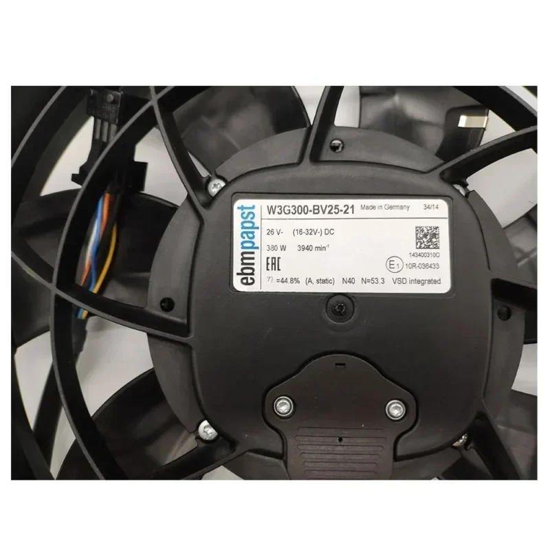ebmpapst W3G300-BV25-21 26V DC 380W 300MM 3940RPM Passenger Car Water Tank Condenser Axial Fan ebmpapst W3G300-BV25-21 26V DC 380W 300MM 3940RPM Passenger Car Water Tank Condenser Axial Fan