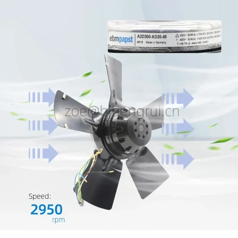 ebmpapst A2D300-AD20-49 300x100mm 220W 230V AC 2650RPM 0.7A Lenze Axial Fan ebmpapst A2D300-AD20-49 300x100mm 220W 230V AC 2650RPM 0.7A Lenze Axial Fan