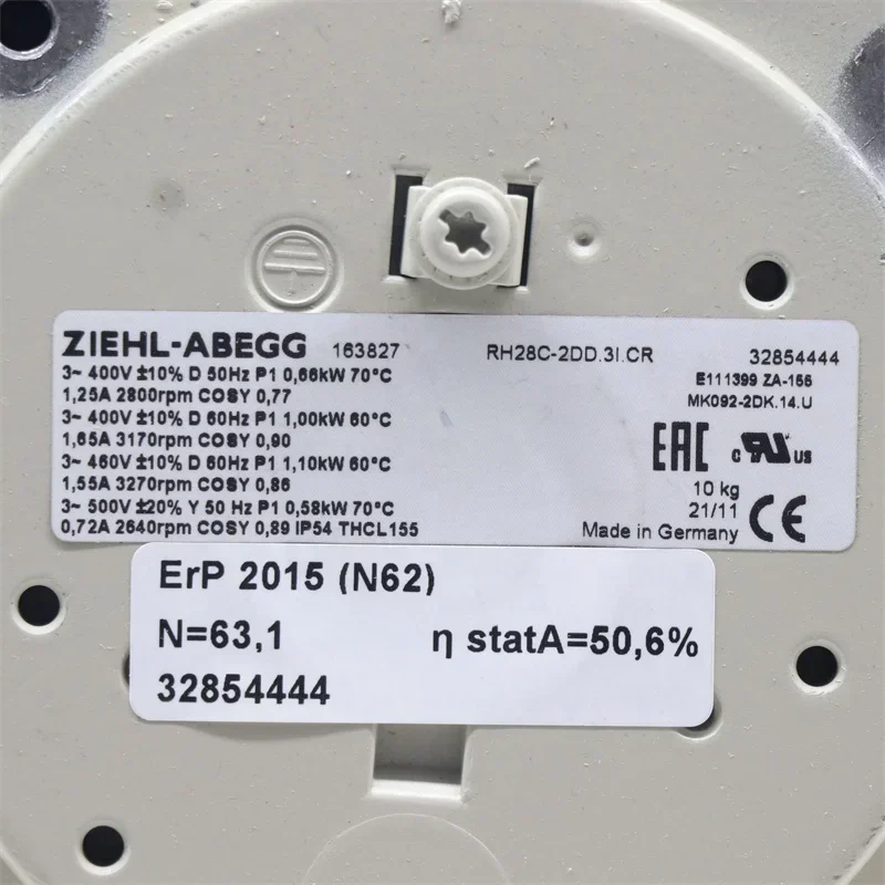 Ziehl-Abegg GR28C-2DD.3I.CR 400V AC 6800W 1.25A 2820RPM Centrifugal Fan for ABB Ziehl-Abegg GR28C-2DD.3I.CR 400V AC 6800W 1.25A 2820RPM Centrifugal Fan for ABB